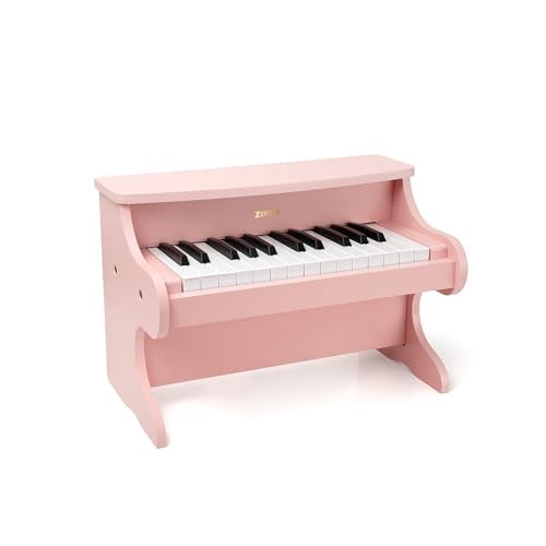 ZIPPY Kids Piano Keyboard 25 Keys Digital Piano for Kids Mini Music Educational Instrument Toy Wood Toy for Toddlers Girls Boys Pink - Image 1