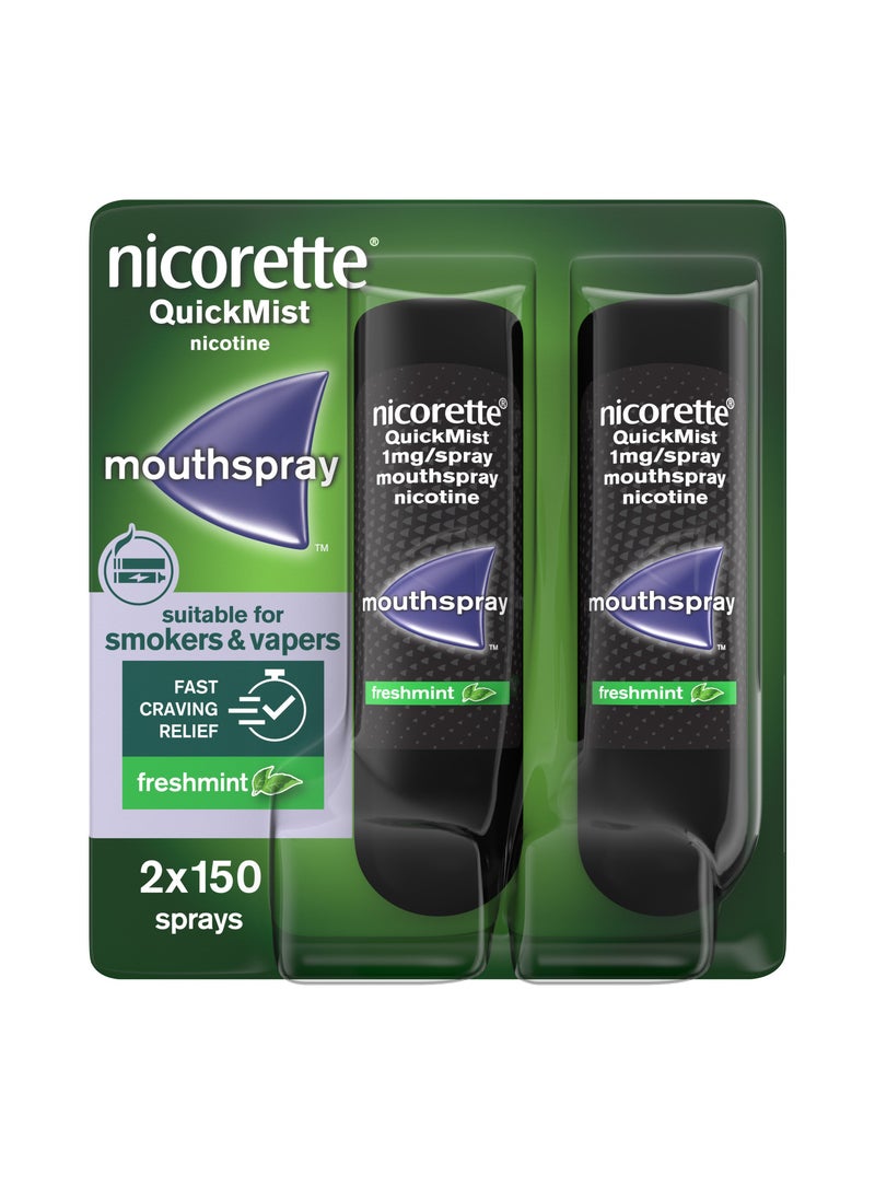 nicorette Nicorette - Quickmist Mouth Spray, Freshmint - 2 x 150 Sprays  - Image 1