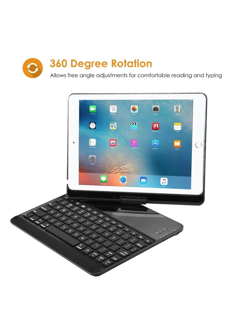 Procases - Keyboard Case for iPad 9.7 2018 2017 iPad Pro 9.7 iPad Air 1/2 360 Degree Rotation Swivel Keyboard Cover - Image 1