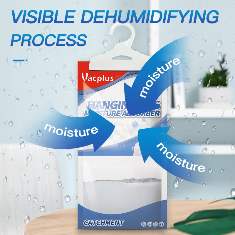 Vacplus Moisture Absorbers, Hanging Closet Dehumidifier Bags, Humidity Packs, Desiccant, Closet Dehumidifiers with Linen Fragrance, 10 Pack, 9.8 OZ - Image 3
