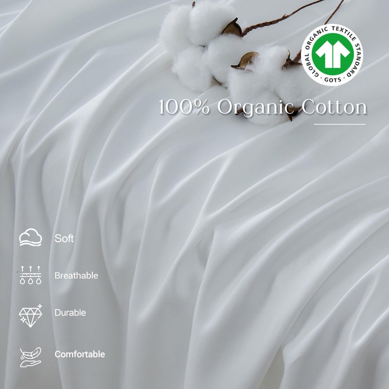 Simple&Opulence 100% Organic Cotton Sheet Set, Long Ruffle Bed Sheets (1 Flat Sheet, 1 Fitted Sheet and 2 Pillowcases) Elegant Shabby Chic Bedding Farmhouse Charming Vintage - White, Queen - Image 4