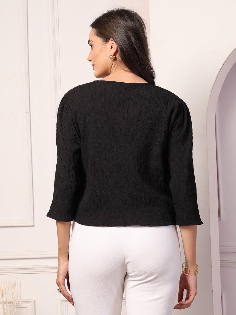Style Quotient Women Black Solid Shrug - Image 4