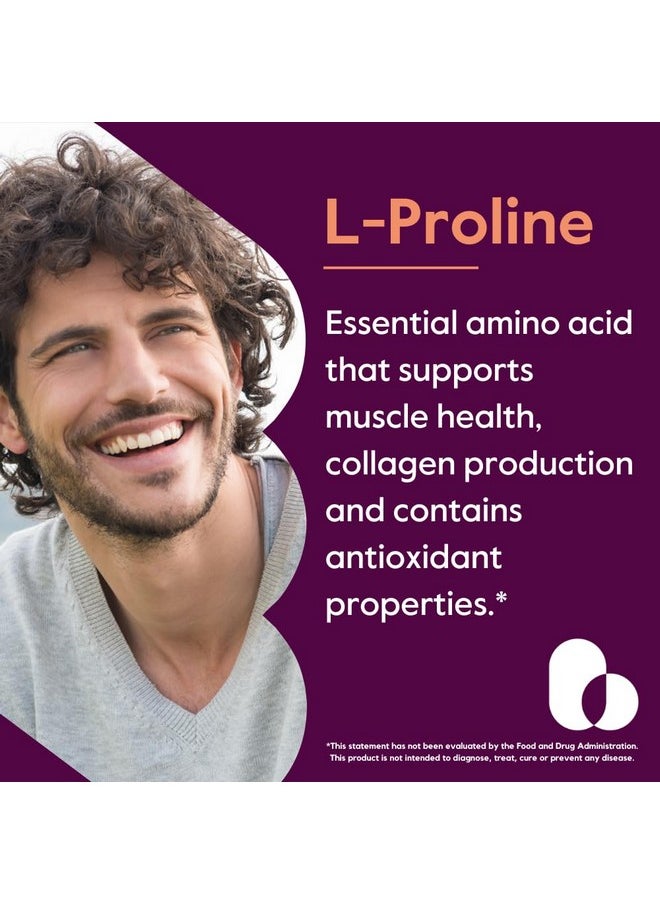 BESTVITE - BESTVITE L-Proline 500mg (240 Vegetarian Capsules) (120 x 2) - No Stearates - No Fillers - Vegan - Gluten Free - Non GMO - Image 1