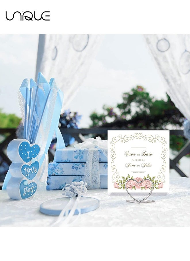 Unique 24 Pack of Hearts-Shaped Business Card Holders, Heart-Shaped Table Card Holders - Photo Holders - Clips for Placing Cards, Weddings, Anniversary Parties, Desk Name - Silver  - Image 5