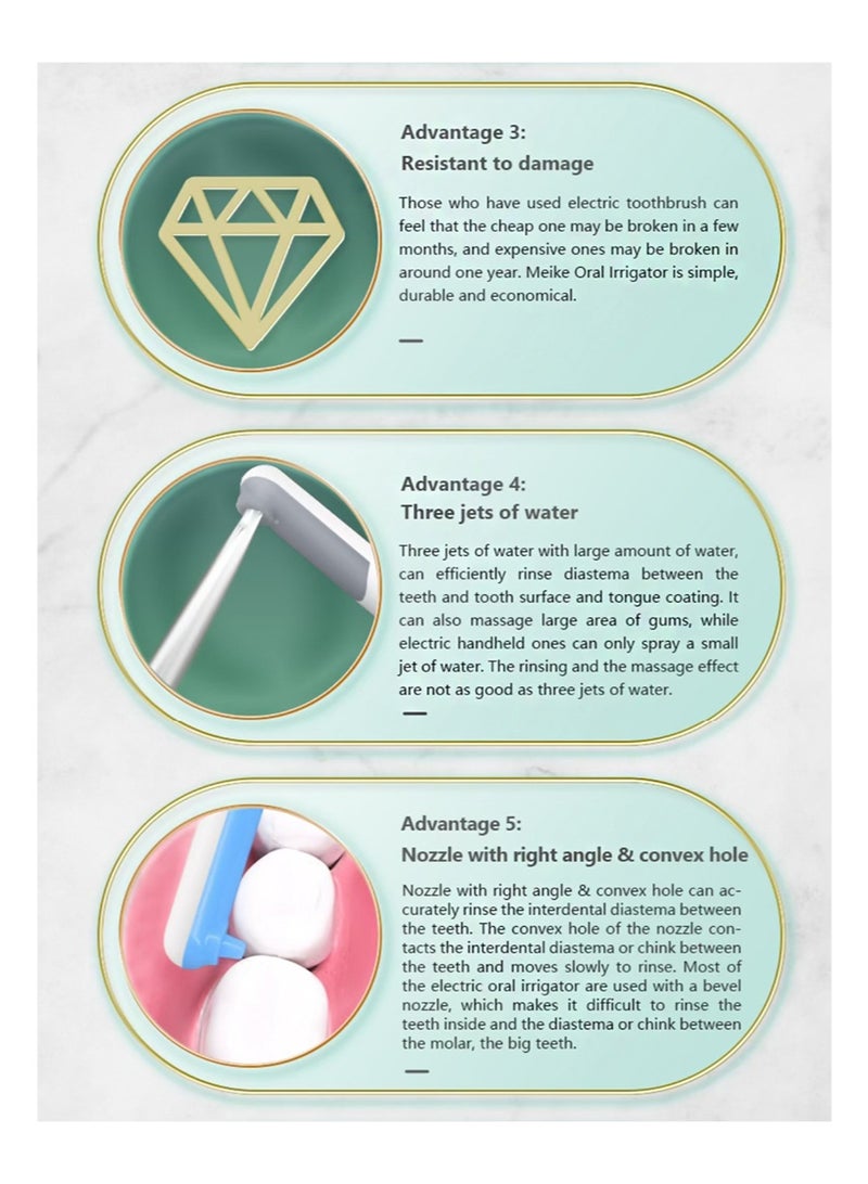 HaLunhi Oralirrigator Toothflush，Water Flosser for Family Use，Comes With 2 Nozzles, Suitable for Faucets and Showers, Non-Electric Safety, Water Pressure Oral Care Teeth Cleaning Mouthwash Device - Image 5