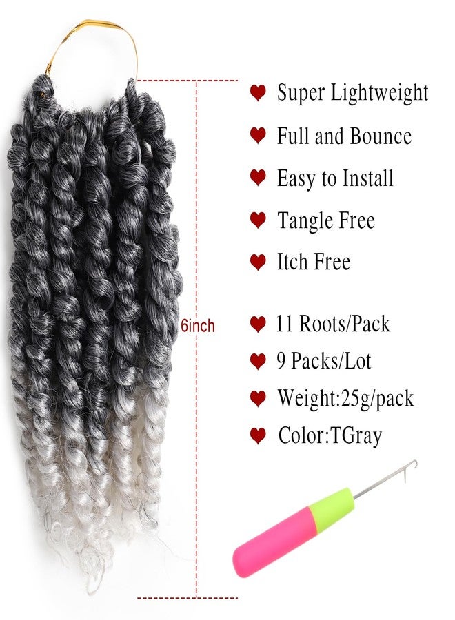 VIOLET Passion Twist Crochet Hair - 6 Inch, 9 Packs, Pre-twisted, for Black Women (TGray) - Image 3