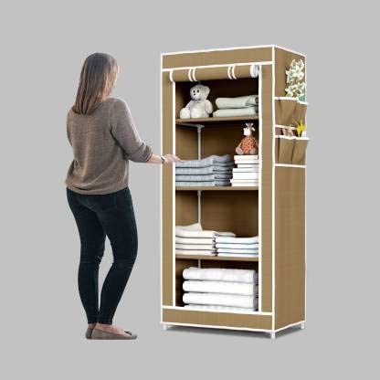 RAXON WORLD® Adjustable Portable Wardrobe for Clothes Racks Metal Tube and Pp Plastic (Do-It-Yourself) Storage Unit, Beige Color, 4 Layer - Image 3