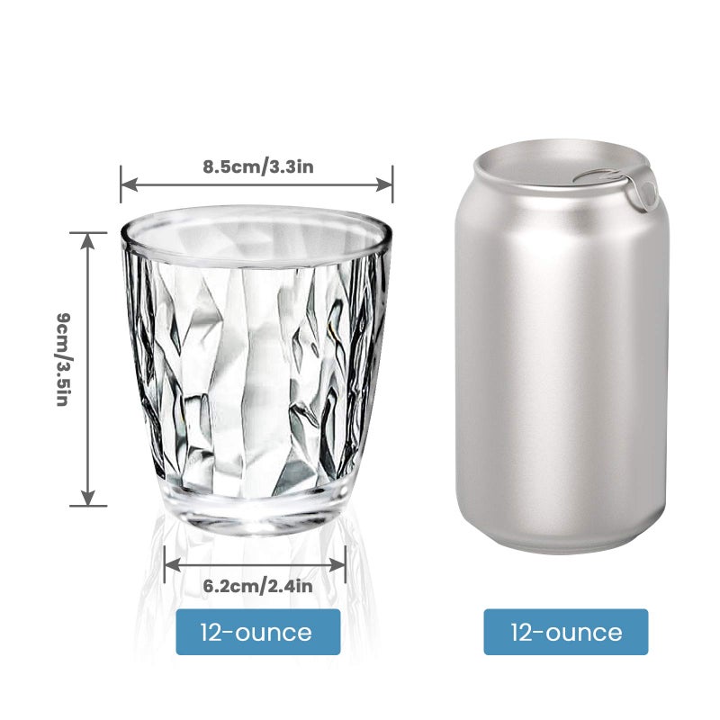 Qulable Reusable Plastic Tumblers - Set of 4 Plastic Cups for Kids and Adults - 300ml Crystal-Clear Drinking Tumblers for Water, Juice - Unbreakable and Durable Plastic Glasses, BPA Free (Clear) - Image 2