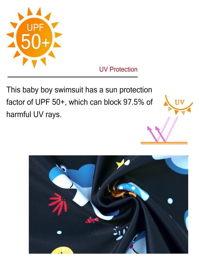 Ghteas Baby One Piece Swimsuit Boy Bathing Suit 6-9 Months Beach Zipper UPF 50+ Sun Protection Long Sleeve Rash Guard Shark - Image 5