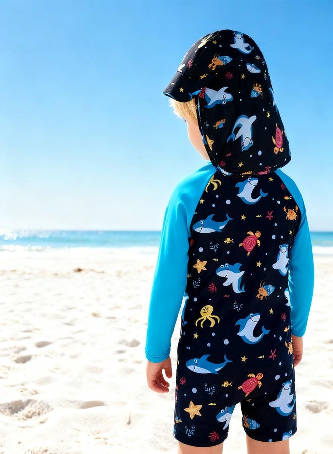 Ghteas Baby One Piece Swimsuit Boy Bathing Suit 6-9 Months Beach Zipper UPF 50+ Sun Protection Long Sleeve Rash Guard Shark - Image 3