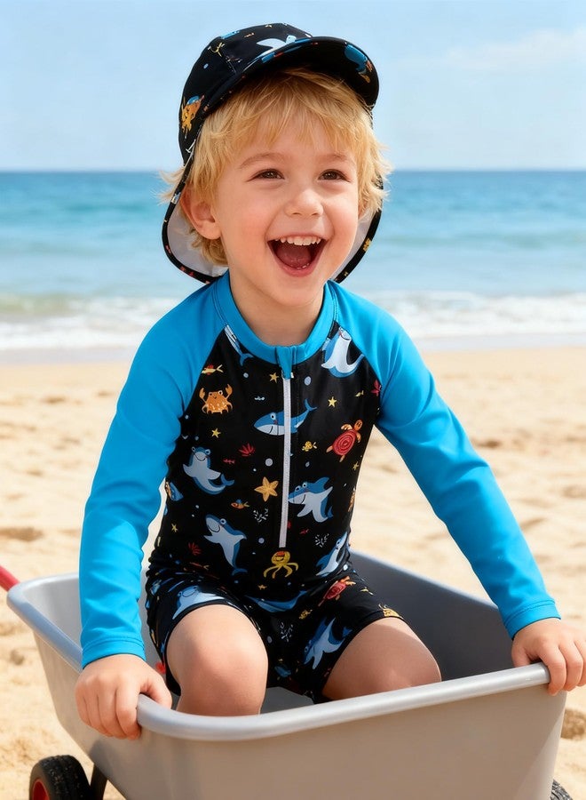 Ghteas Baby One Piece Swimsuit Boy Bathing Suit 6-9 Months Beach Zipper UPF 50+ Sun Protection Long Sleeve Rash Guard Shark - Image 2