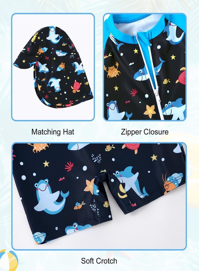 Ghteas Baby One Piece Swimsuit Boy Bathing Suit 6-9 Months Beach Zipper UPF 50+ Sun Protection Long Sleeve Rash Guard Shark - Image 4