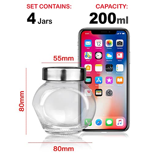 Brezzycloud 8 Pcs Spice And Honey Storage Jar Set - Spice Storage Glass Jar With Rust Proof Air Tight Stainless Steel Lid - Glass Jar For Gift (Set Of 8, 200Ml), Transparent - Image 4