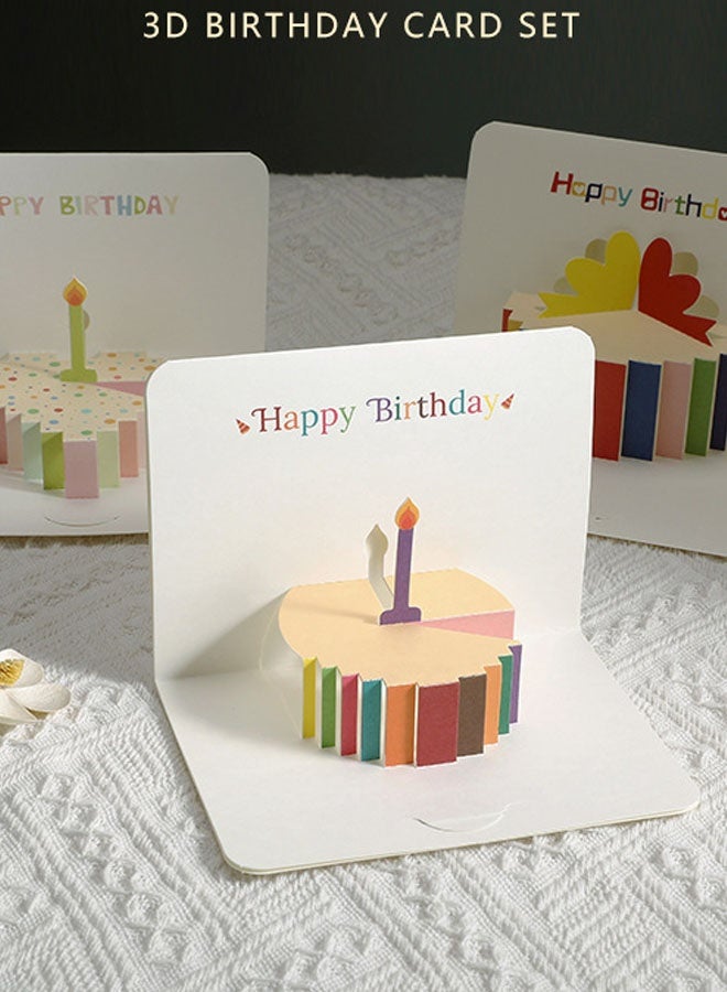 6PCS 3D Greeting Card with Envelope Happy Birthday Card DIY Blessing Card - Image 1