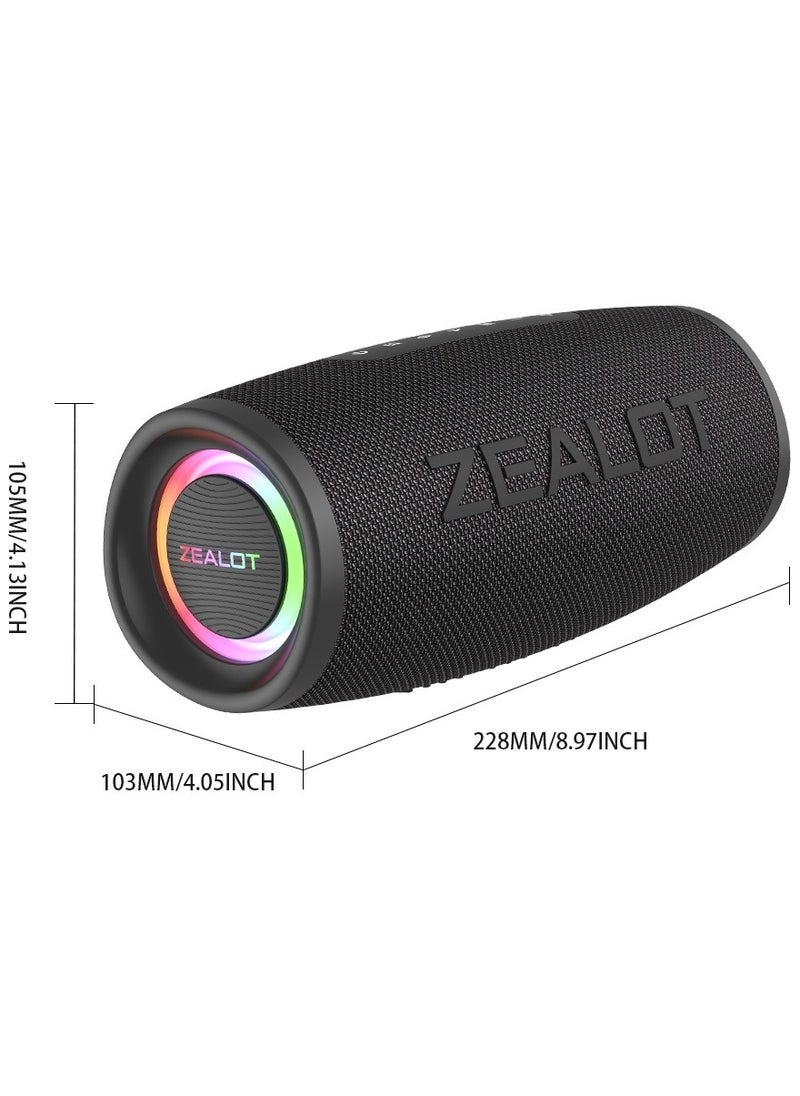 Zealot - ZEALOT S56 40W Bluetooth Speakers, Outdoor Portable Subwoofer, EQ Mode Wireless Speaker, Dual Pairing, Waterproof IPX5 8000mAh Battery, 24 Hours Playtime Loud Stereo, Booming Bass For Outdoor/Home/Car - Image 1