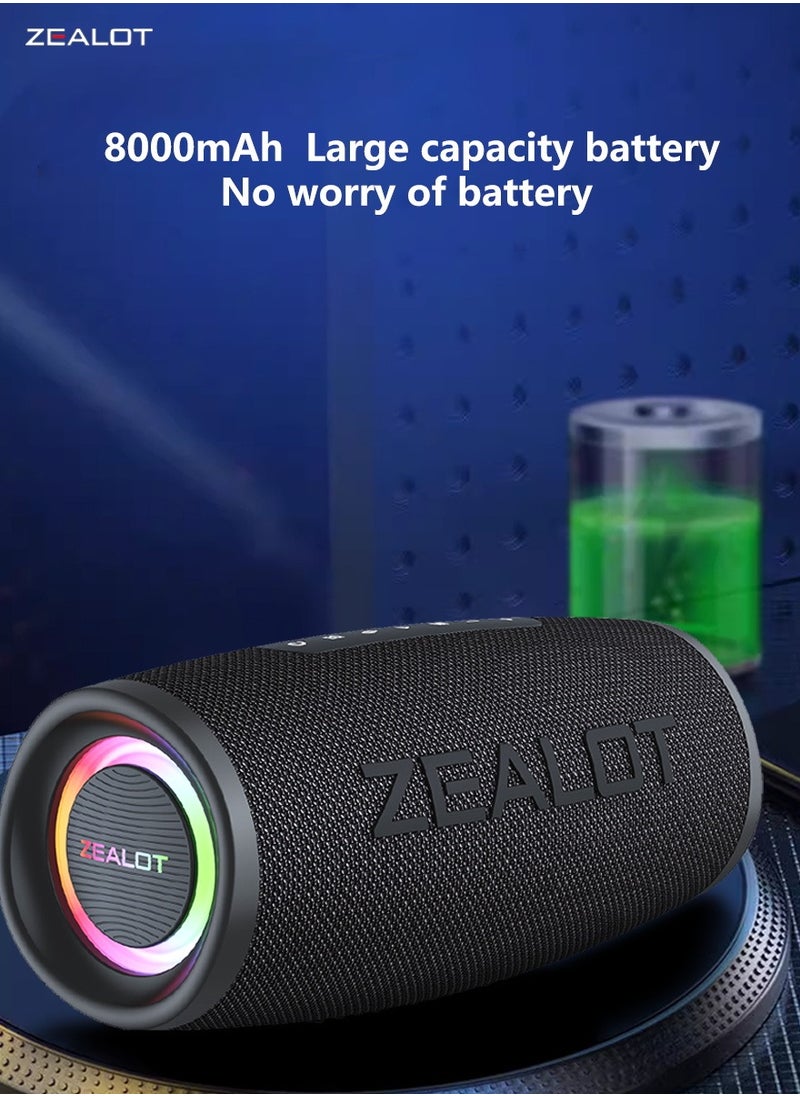 Zealot - ZEALOT S56 40W Bluetooth Speakers, Outdoor Portable Subwoofer, EQ Mode Wireless Speaker, Dual Pairing, Waterproof IPX5 8000mAh Battery, 24 Hours Playtime Loud Stereo, Booming Bass For Outdoor/Home/Car - Image 1