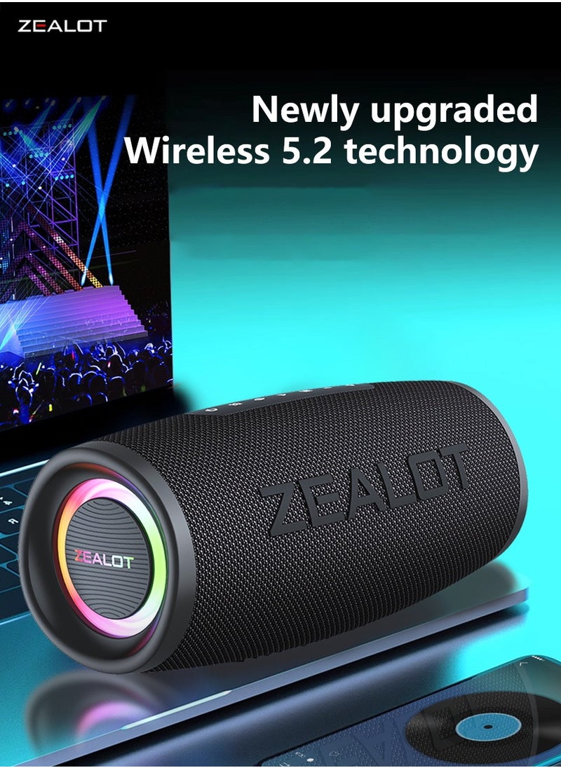 Zealot - ZEALOT S56 40W Bluetooth Speakers, Outdoor Portable Subwoofer, EQ Mode Wireless Speaker, Dual Pairing, Waterproof IPX5 8000mAh Battery, 24 Hours Playtime Loud Stereo, Booming Bass For Outdoor/Home/Car - Image 1