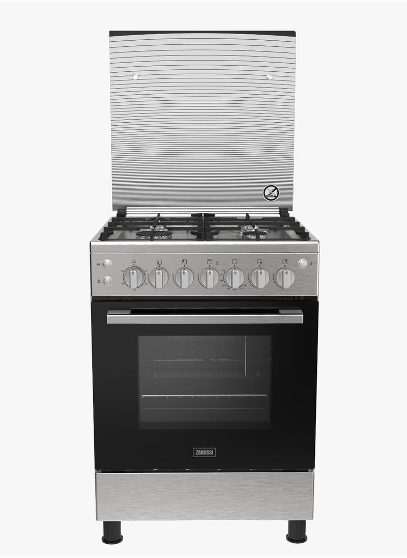 ZANUSSI Free Standing Cooker Zanussi 60 - Cool Cast - New Edition (Hot & Cooling Fan + Timer + cast iron pan support + Full Safety + Brushed Stainless Steel + Inox Sides) ZCG61296XB 