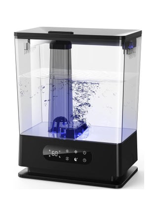 مرطب هواء بارد بفتحة تعبئة علوية للغرف الكبيرة والمنزل والمكتب مع تحكم مخصص في الرطوبة للنوم والنباتات، سهل التنظيف، أسود (60 ساعة عمل)