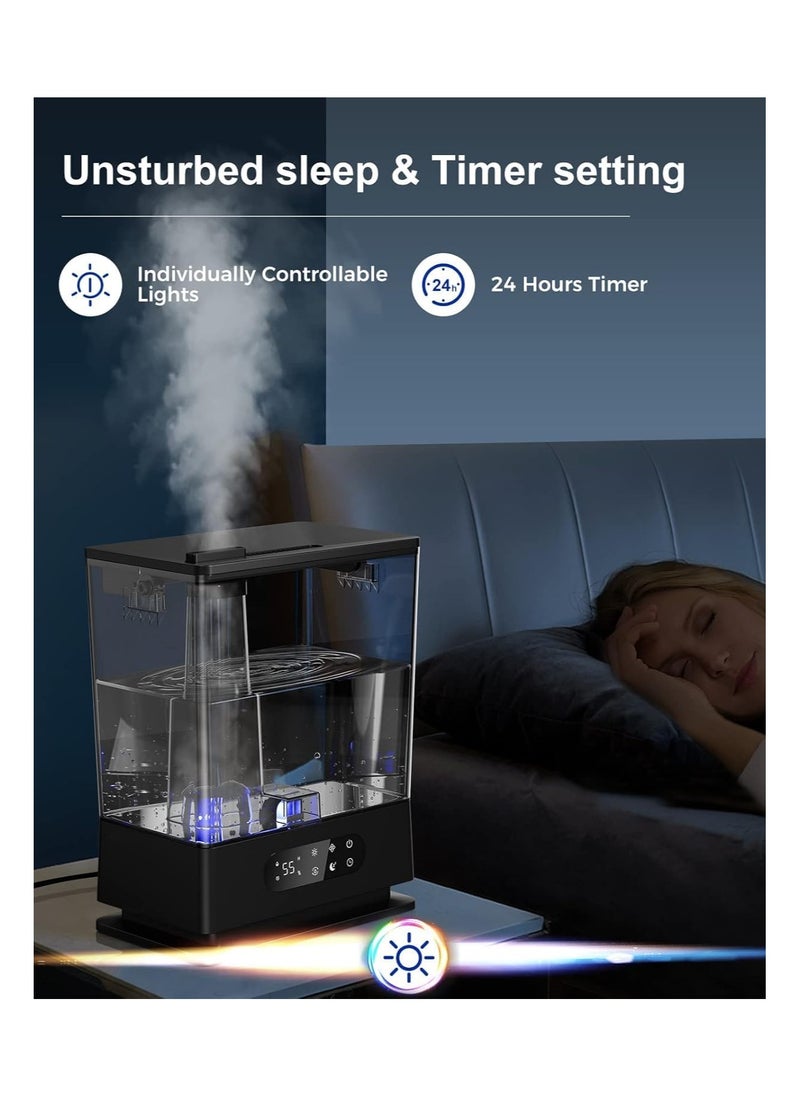 Generic Top Fill Cool Mist Humidifier for Large Rooms, Home, Office with Custom Humidity Control for Sleep and Plants, Easy to Clean, Black (60 Hours of Operation)  - Image 2