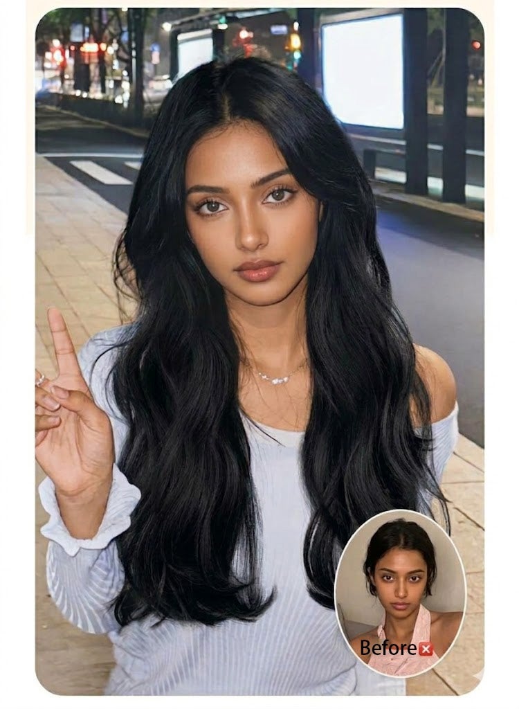 زوريا مجموعة وصلات شعر صناعية مموجة باللونين البني والأسود، 60 سم، مكونة من 3 قطع، مزودة بمشابك قوية، مصنوعة من ألياف مقاومة للحرارة لإضفاء كثافة وتصفيف يومي. - Image 5