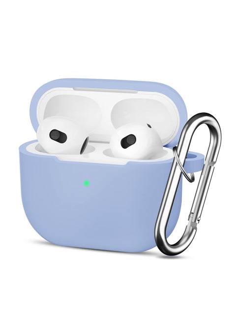 For Apple Airpod 4/Airpods 4th Generation/Airpod 4th Gen Case Cover with Keychain, Full Protective Silicone Case Accessories , Front LED Visible (Sky Blue)