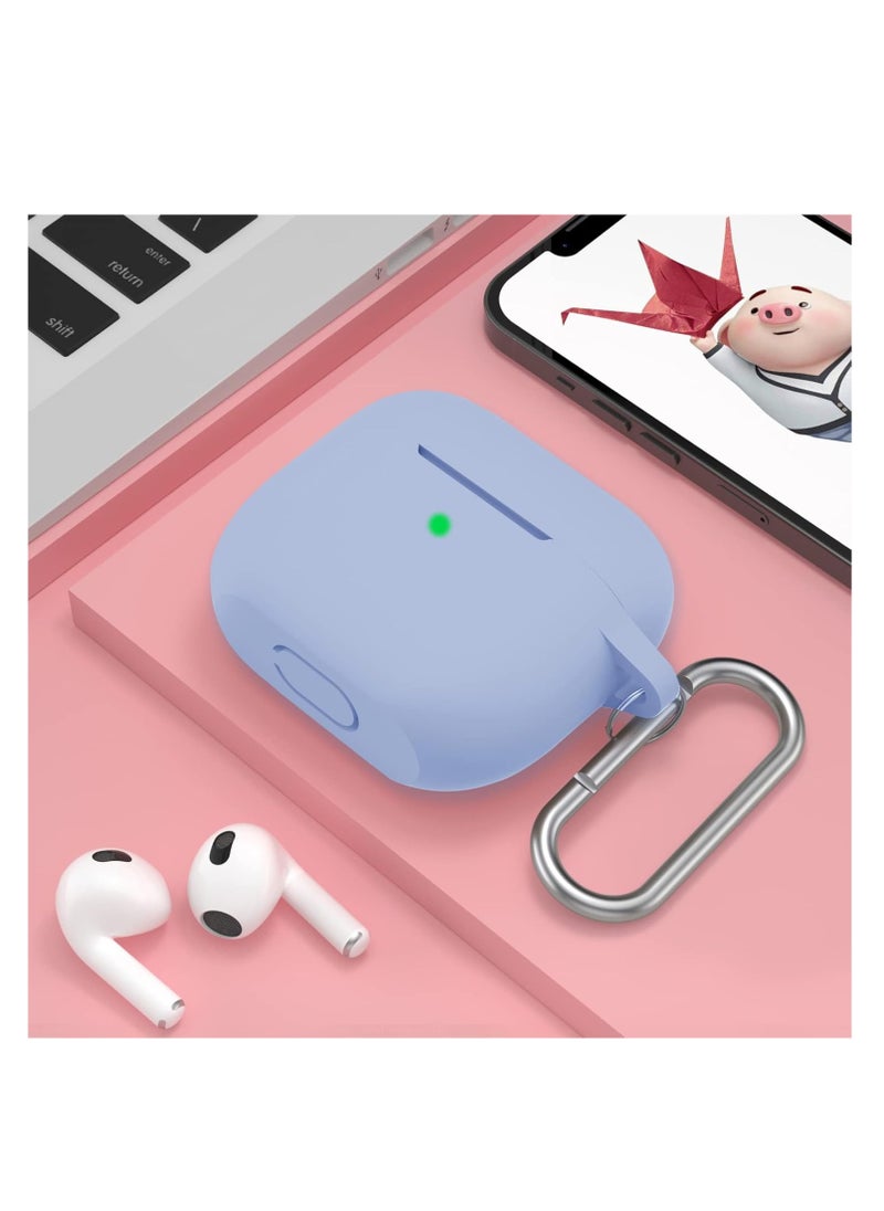 Aookay - For Apple Airpod 4/Airpods 4th Generation/Airpod 4th Gen Case Cover with Keychain, Full Protective Silicone Case Accessories , Front LED Visible (Sky Blue) - Image 1