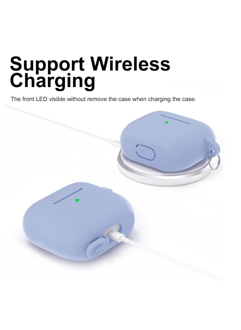 Aookay - For Apple Airpod 4/Airpods 4th Generation/Airpod 4th Gen Case Cover with Keychain, Full Protective Silicone Case Accessories , Front LED Visible (Sky Blue) - Image 1