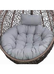 ANAND INDIA GROUPS ANAND INDIA GROUPS Polyester Designer Round Cushion for Hanging Basket Swing Chair for Outdoor Egg Swing ChairGarden Swing Seat Padded Pillow Light Grey  - Image 1