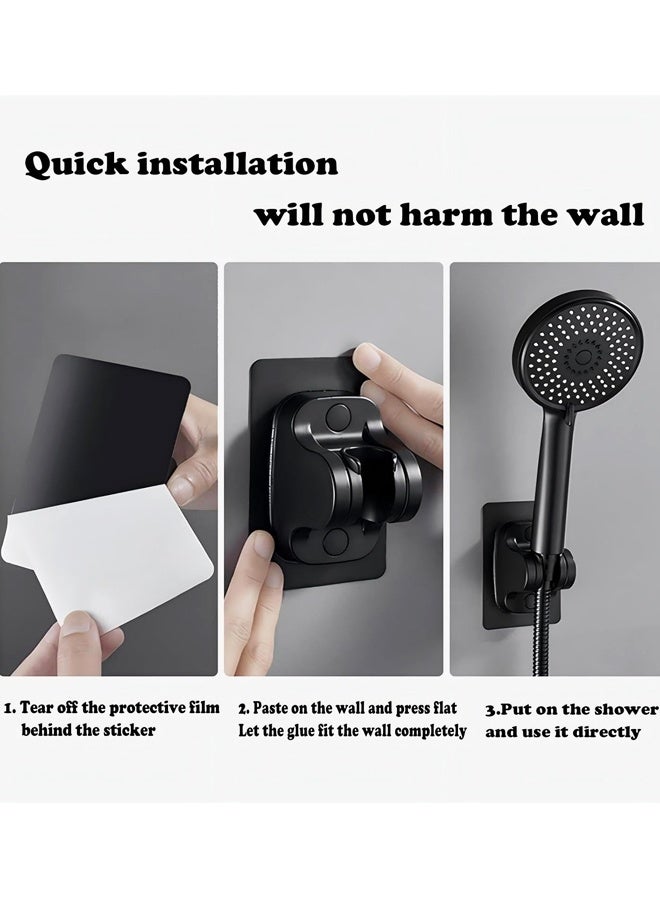 2 PCS Large Wall Mount Strong Adhesive Waterproof Handheld Shower Holder,Shower Head Holder(Black) - Image 5