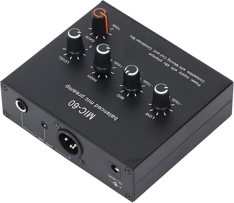 Professional Microphone Preamp with 48V Phantom Power XLR Input for Home Studio Recording - Image 3