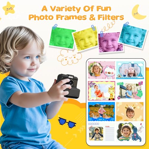 CAMCLID Kids Camera Instant Print, 48MP/2.5K UHD Kids Instant Print Camera, Christmas Birthday Gifts for Girls and Boys, 3.0" Screen with Print Paper & 32G Card, Toddler Toy for Age 3-14 (Black) - Image 5