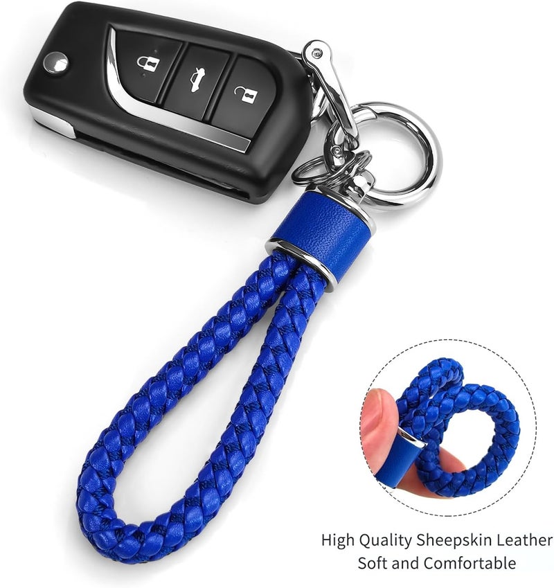 Tukellen Blue Leather Weave Keychain with 360 Degree Rotatable D-ring and Screwdriver - Image 3