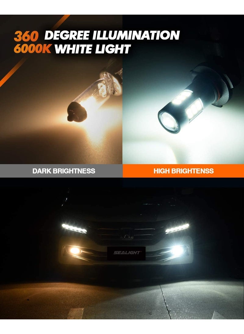 SEALIGHT SEALIGHT 9006 Fog Lights LED Bulb, 9006 Hb4 LED Fog Light Bulbs 1:1 Size 9006 Bulb Plug And Play, 6000k Xenon White Light Pattern, Pack of 2  - Image 3
