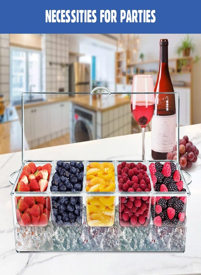 LIMOEASY Chilled Condiment Server, Clear Garnish Tray with Lid for Bar for Parties with 5 Removable Compartments, Ice Serving Bowl, Serving Containers for Fruit, Caddy, Snack, Sauce - Image 4