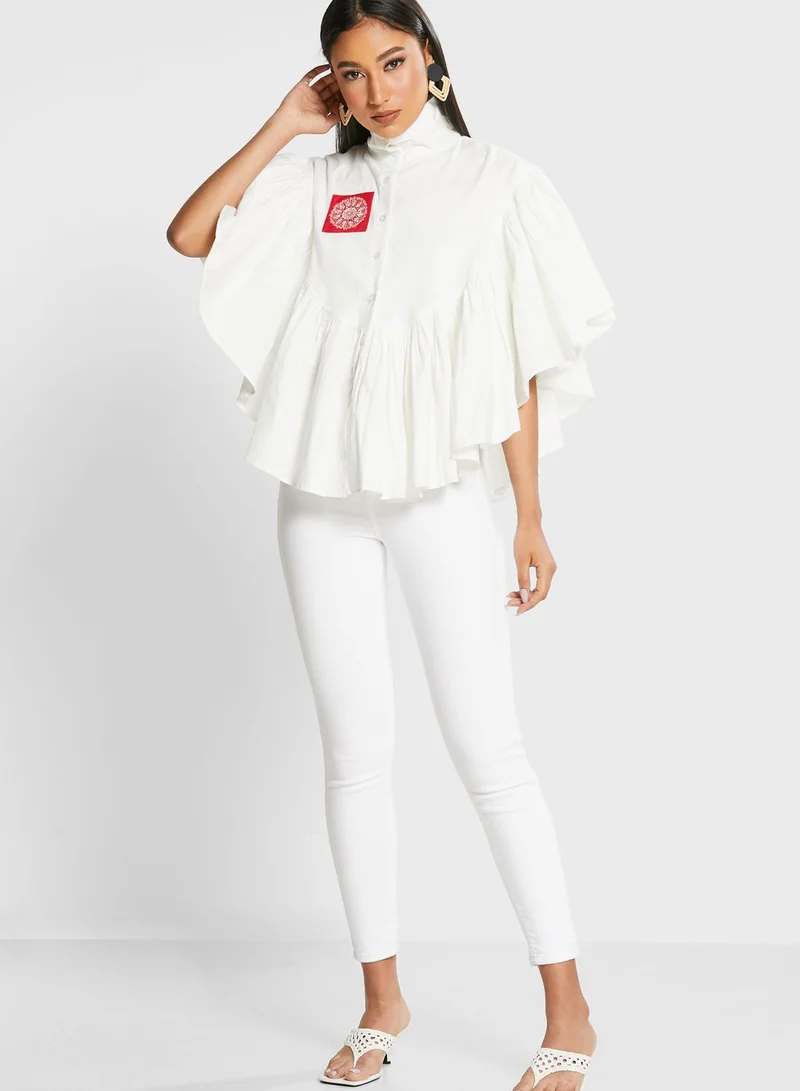 Devoiler Ruffle Detail Oversized Top