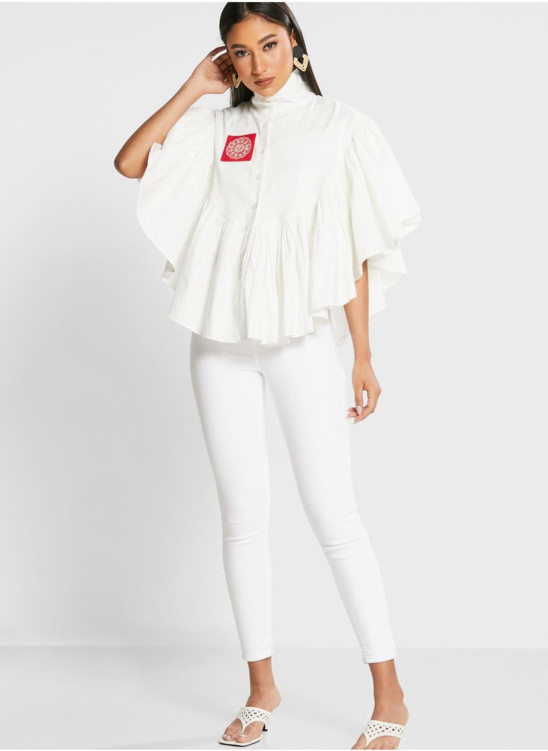 Devoiler Ruffle Detail Oversized Top  - Image 4