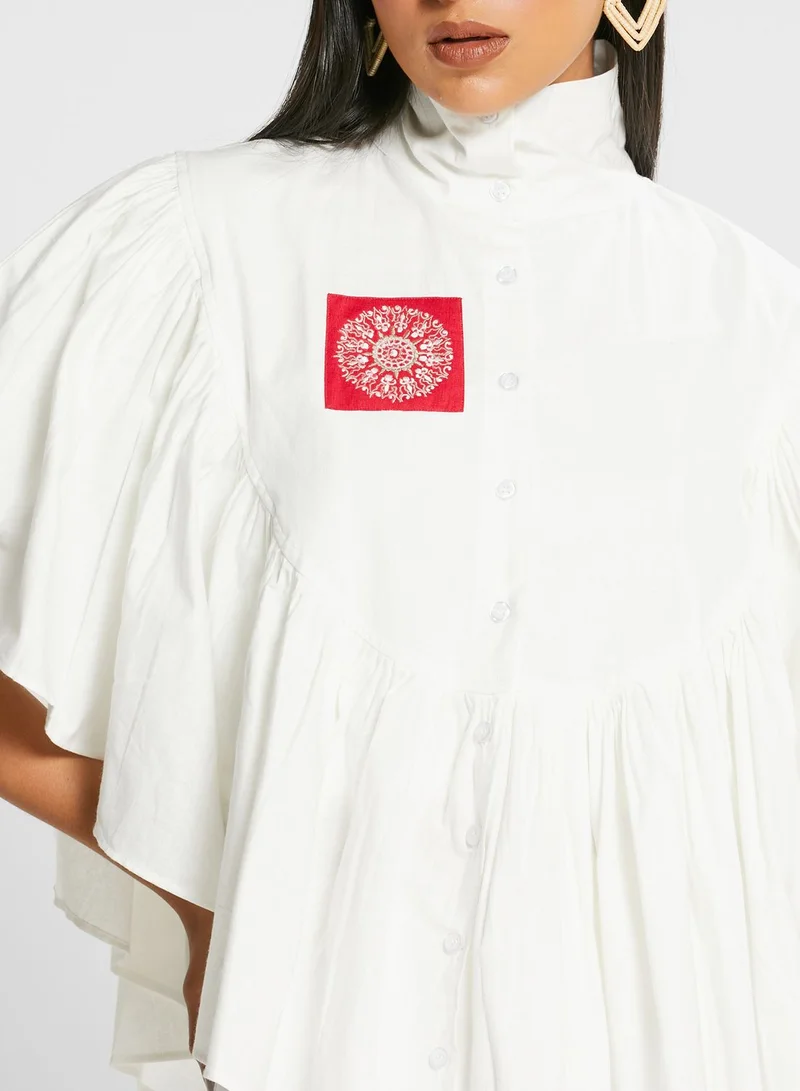 Devoiler Ruffle Detail Oversized Top