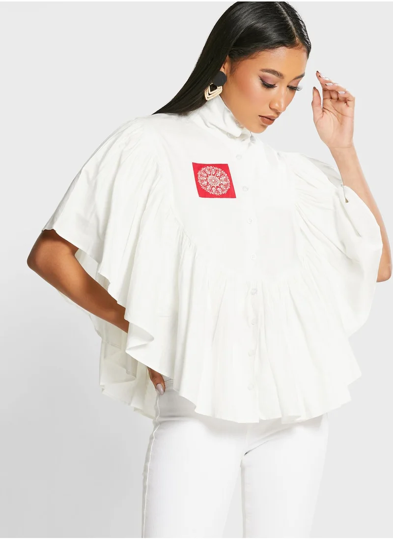 Devoiler Ruffle Detail Oversized Top