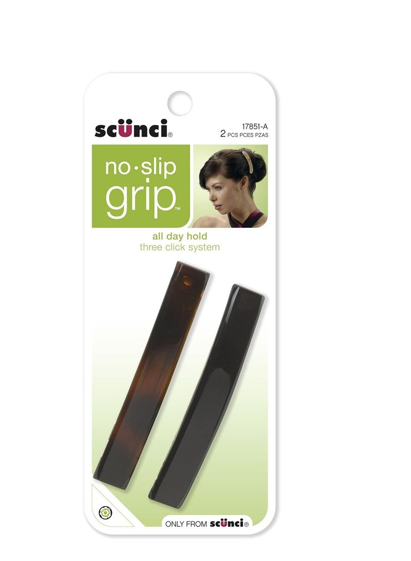 Scunci No-slip Grip Auto Clasp Barrettes, 2 Count, Colors May Vary