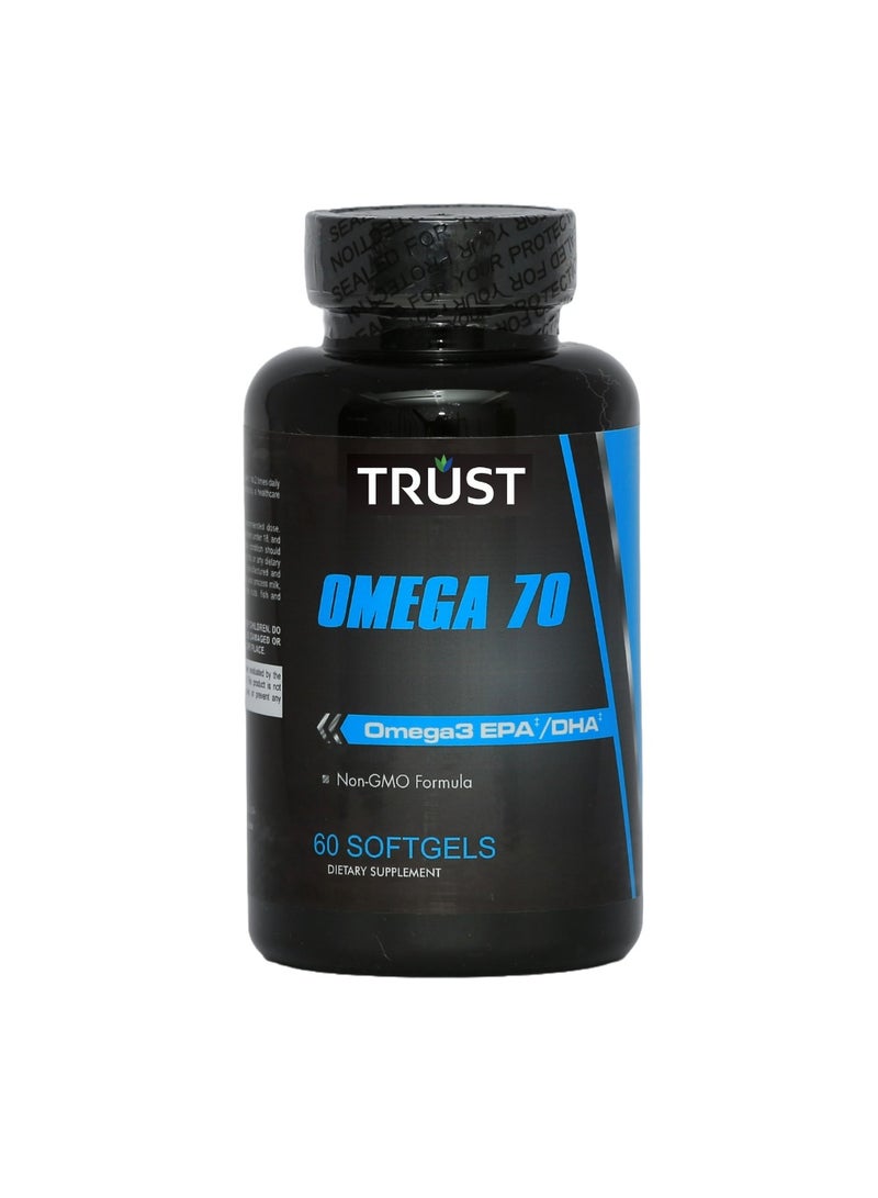 TRUST OMEGA 70  FISH OIL 1000MG SOFTGEL 60s ( EPA 400MG , DHA 300 MG ) - Image 1