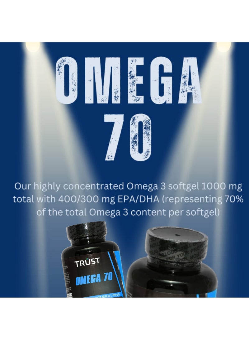 TRUST OMEGA 70  FISH OIL 1000MG SOFTGEL 60s ( EPA 400MG , DHA 300 MG ) - Image 2