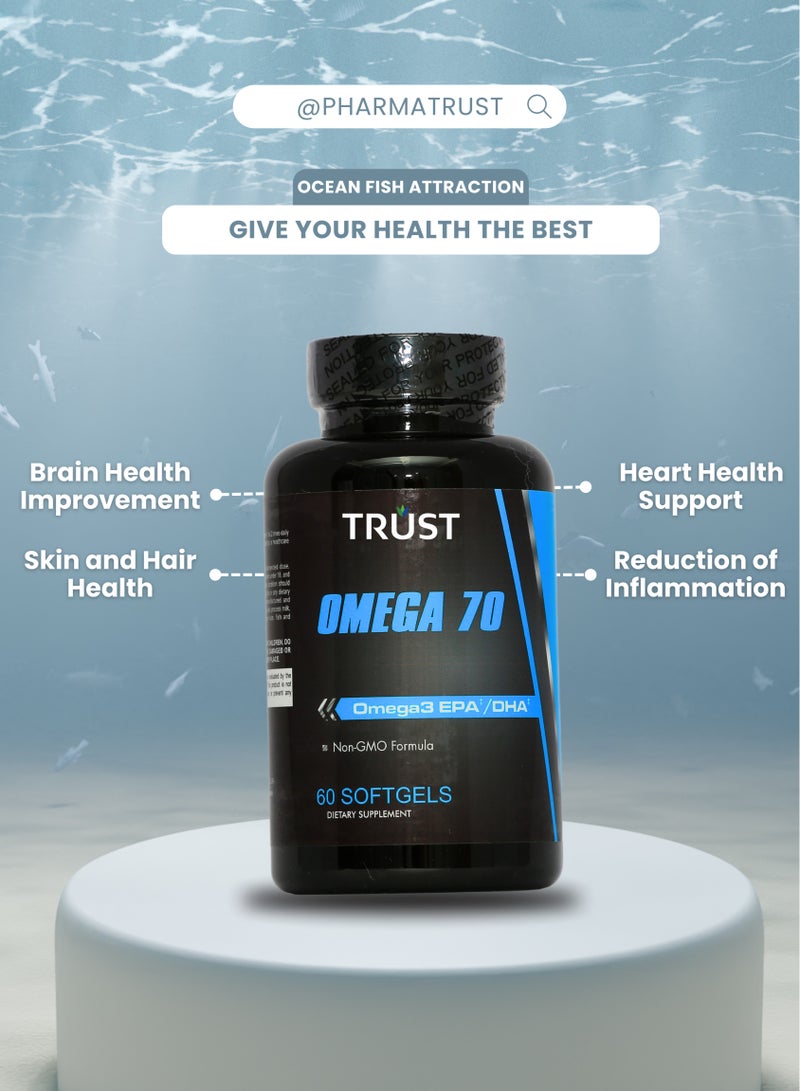 TRUST OMEGA 70  FISH OIL 1000MG SOFTGEL 60s ( EPA 400MG , DHA 300 MG ) - Image 3