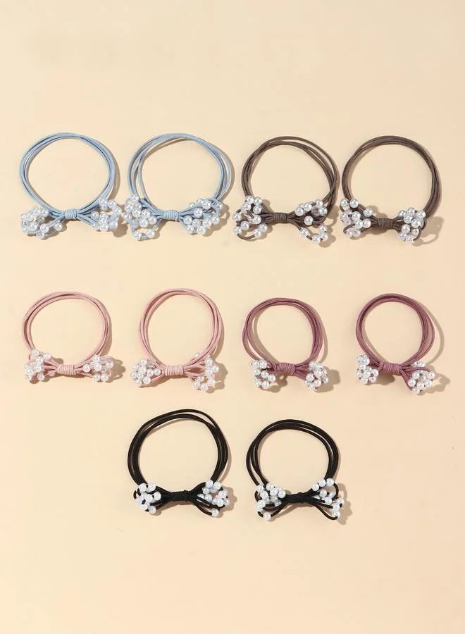 Take Two Multi Set of 10 - Faux Pearl Hair Tie for Women | Best Price UAE