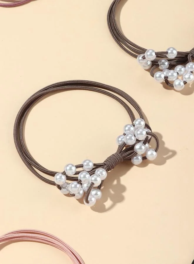 Take Two Multi Set of 10 - Faux Pearl Hair Tie for Women | Best Price UAE