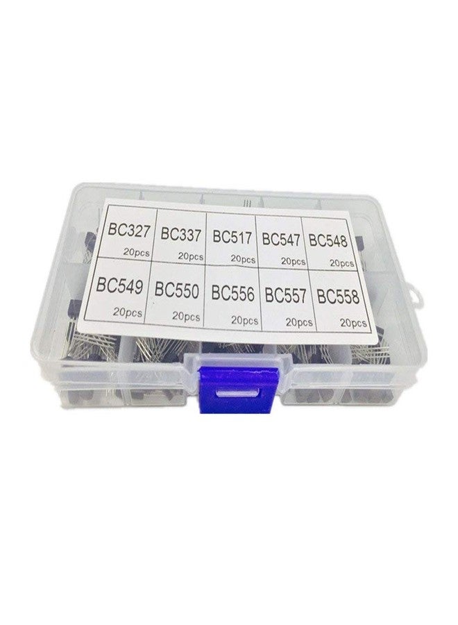 REES52 10Values 200PCS NPN PNP Power Transistor Assortment Assorted Kit BC327-BC558 with Clear Plastic Box - Image 3