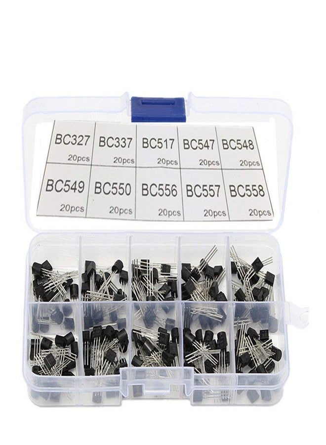 REES52 10Values 200PCS NPN PNP Power Transistor Assortment Assorted Kit BC327-BC558 with Clear Plastic Box - Image 2