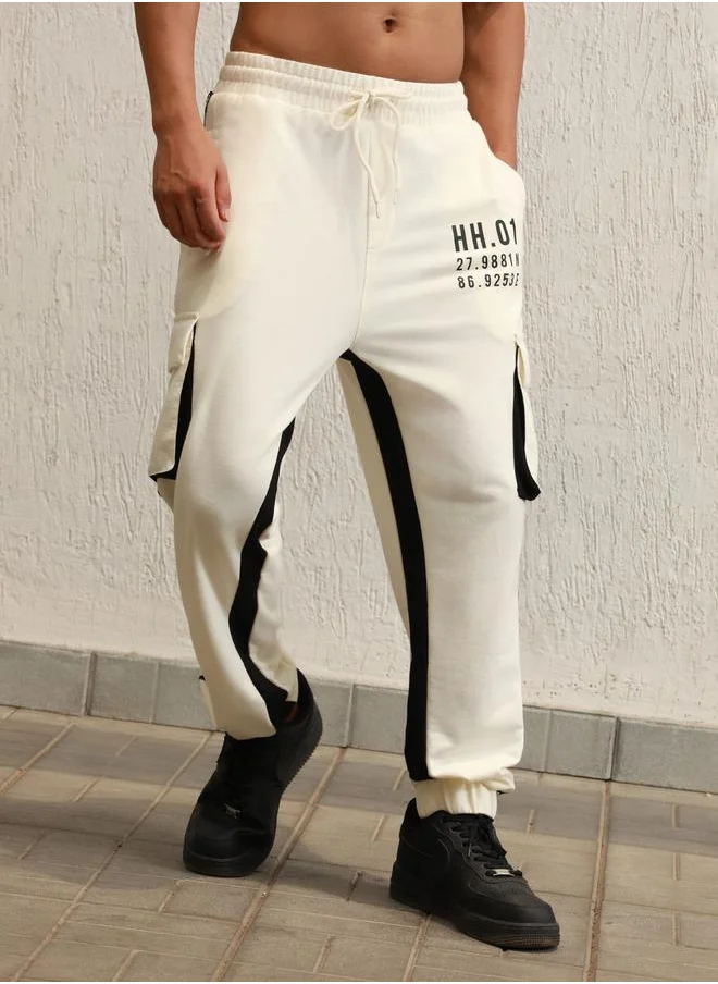 Hubberholme Regular Fit Contrast Panel Printed Joggers by Styli