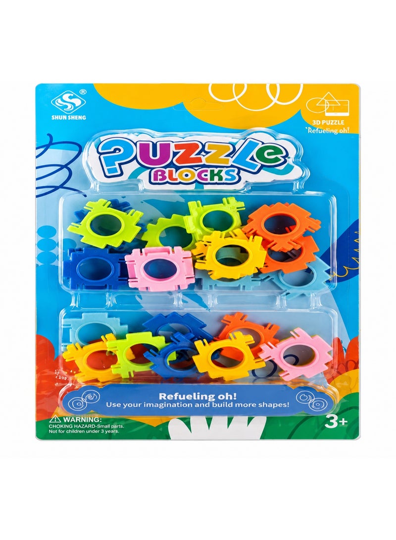 24 Piece Colorful Interlocking Puzzle Blocks Set for Kids