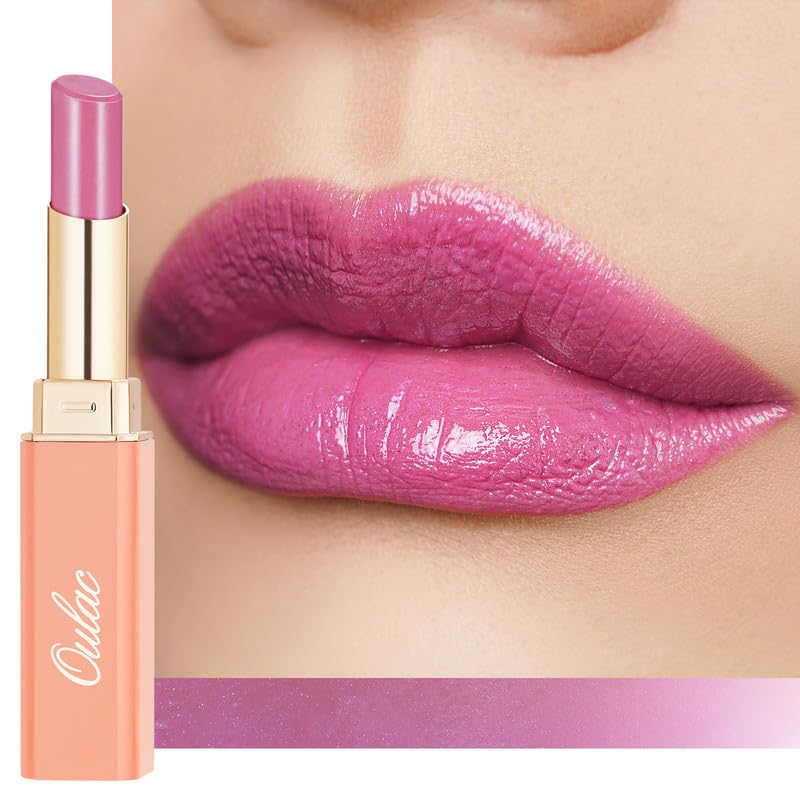 OULAC Mauve Pink Lip Color with Silver Blue Shimmer 90 Moisture 1 Hour Water Resistant Lipstick - Image 2
